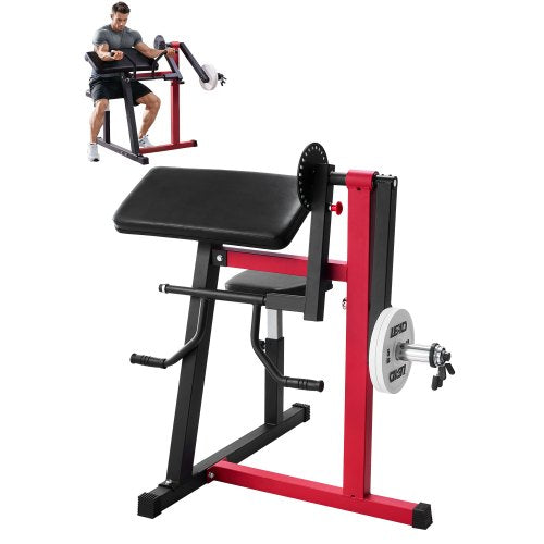 Preacher Curl Machine, 2-i-1 Bicep Curl-maskin och Triceps Extension-maskin, Sittande arm-isolerad bicepsstation, Styrketräningsbänk, Träningsutrustning för hemmagym