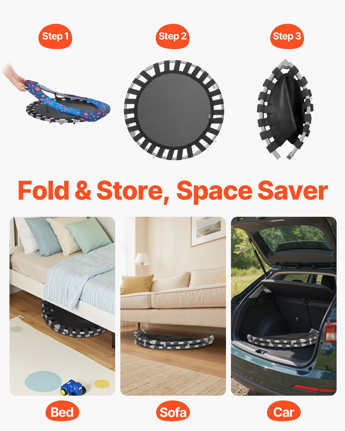 90 cm barnstudsmatta, 1 meter inomhus- och utomhusstudsmatta, hopfällbar ministudsmatta med handtag, rebounderstudsmatta för småbarn, födelsedagspresent till barn från 3 år, pojkar och flickor för skojs skull, Bule