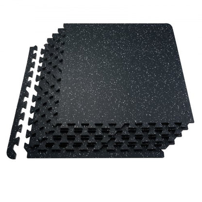 0,56 tum tjocka gymmattor, 25 plattor gummitopp med EVA-skum, 25" x 25" träningsmattor för gymgolv med 100 kvm täckning, sammankopplande pusselmattor för gym, hem, garage, svartvitt