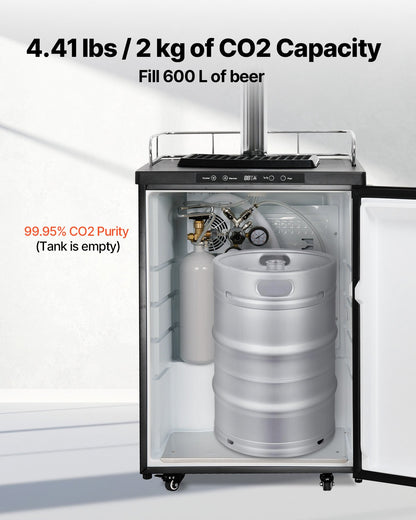 CO2-tank, 1,8 kg ny cylinder i legerat stål, CO2-lufttank med grå spraybeläggning, DIN477-ventil, handtag och justerbart tryck, TÜV-godkänd gascylinder för fatölsutmatning och läskmaskin