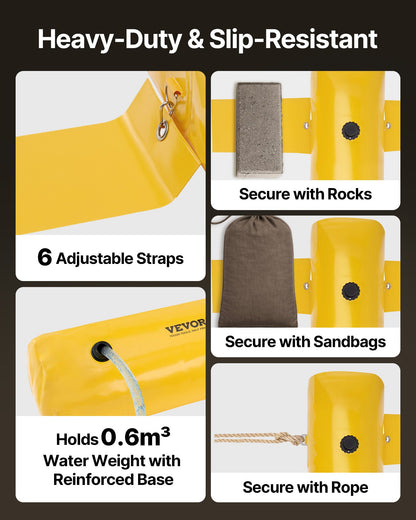 Översvämningsbarriär, 3,66 m längd x 51 cm höjd, alternativ till sandsäck, vattenbarriär för översvämningar med utmärkt vattentät effekt, återanvändbara PVC-vattenavledningsrör, översvämningsbarriärer för hem, dörr, garage