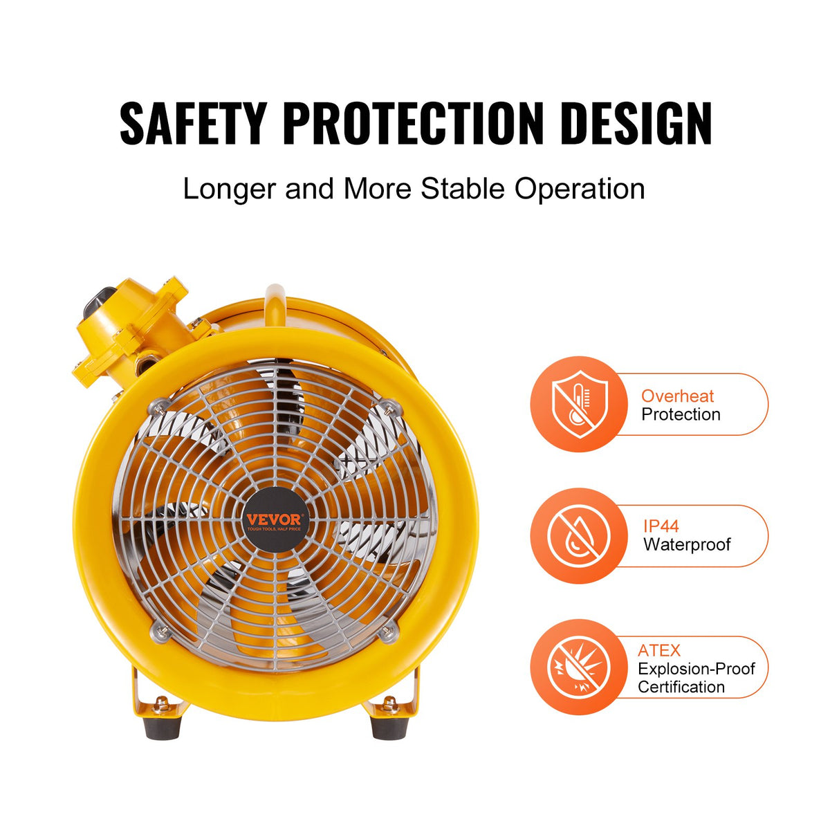 Portable Ventilator, 304.8mm Heavy Duty Cylinder Fan, 500W Strong Shop Exhaust Fan 2500CFM, 3m Power Cord (No charging head), Industrial Utility Blower for Sucking Dust, Smoke Home/Workplace