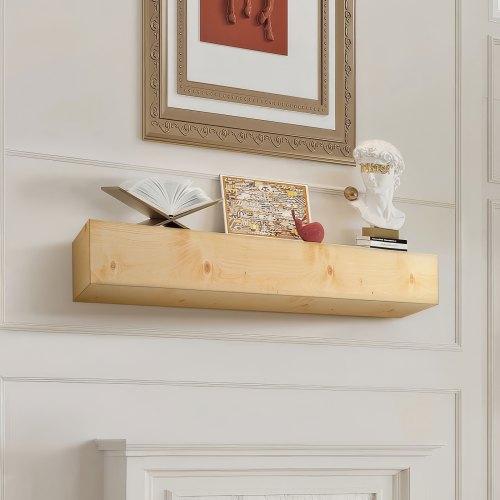 Spismantel, 190 x 20 x 13 cm, 22,5 kg viktkapacitet, mantel i naturträ för över spis, väggmonterad flytande lantlig hylla, handgjord trämantel för väggdekor, rustik naturfärgad