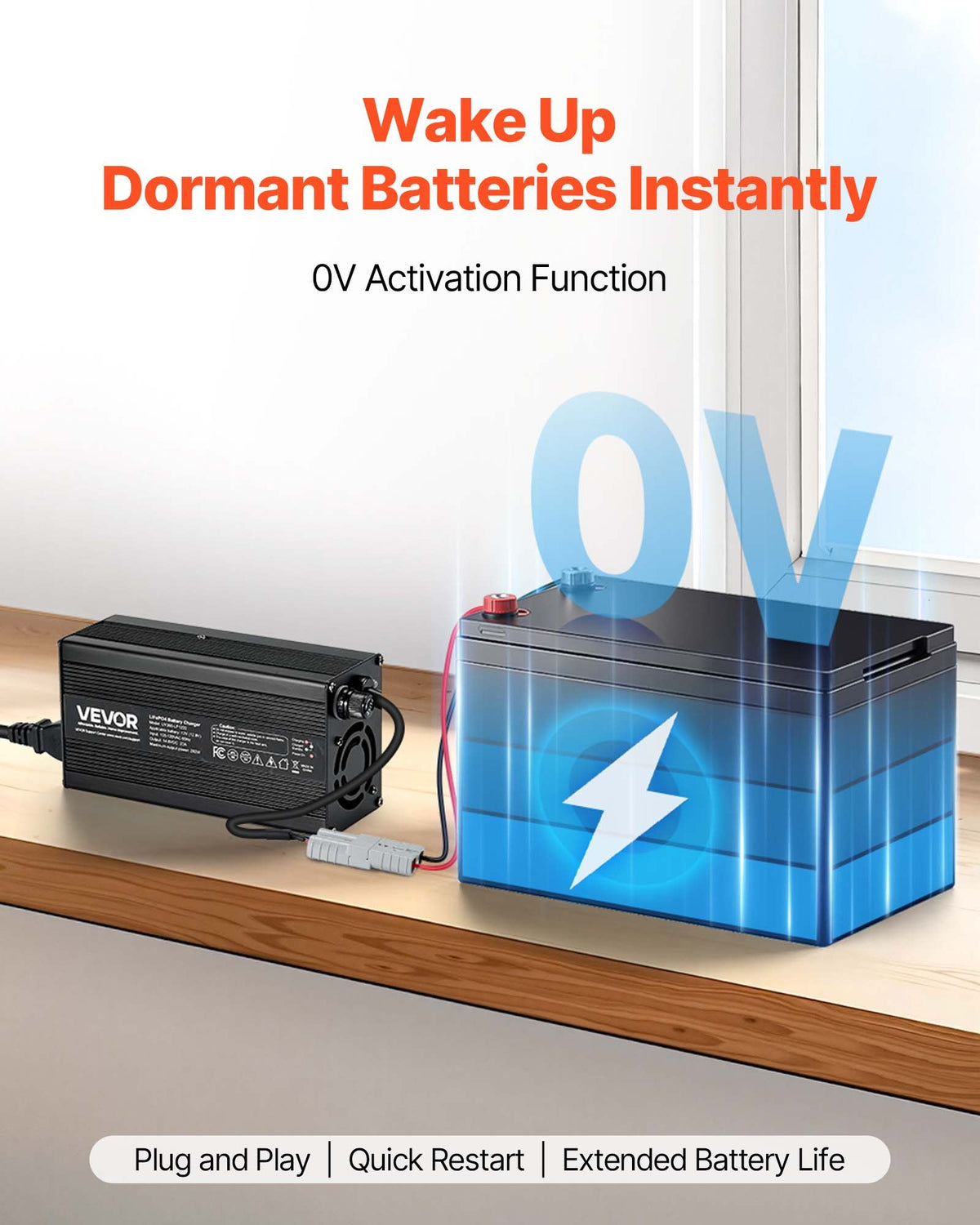 12V 20A litiumbatteriladdare, 14.6V, AC-DC LiFePO4 smart laddare, med Anderson-kontakt, LED-indikator, 0V-aktivering, för litium-LiFePO4-djupcykelladdningsbara batterier för båt, husbil