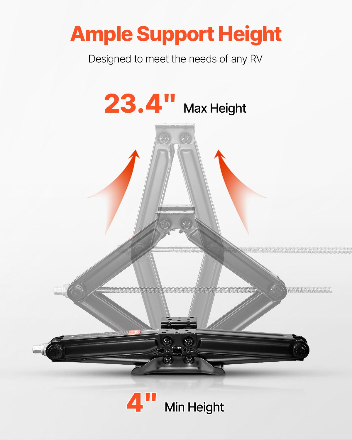 9000 lbs RV Scissor Jacks, 4-23.4 in RV Stabilizer Leveling Scissor Jacks, Set of 4, Heavy Duty Stabilizer Jack with Crank Handle, Socket and Bubble Levels, Not Easily Bent or Deformed