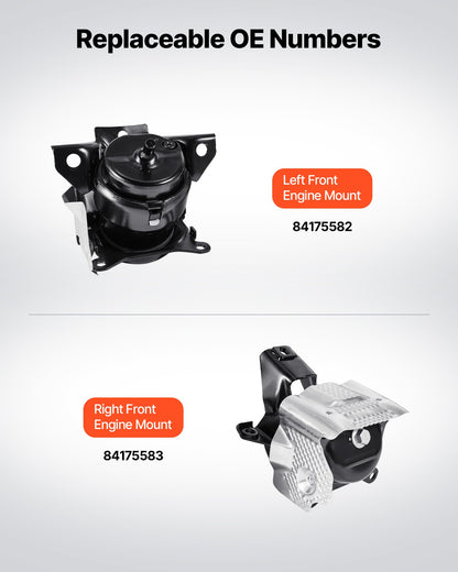 Motormonteringssats, 2-pack, kompatibel med Chevrolet Silverado 1500 5.3L V8 från 2014–2018, ersätter OE# 84175582, 84175583, säkert stöd, vänster och höger framfästen