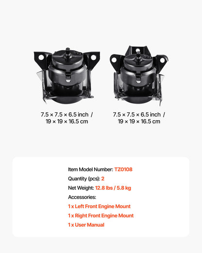 Motormonteringssats, 2-pack, kompatibel med Chevrolet Silverado 1500 5.3L V8 från 2014–2018, ersätter OE# 84175582, 84175583, säkert stöd, vänster och höger framfästen