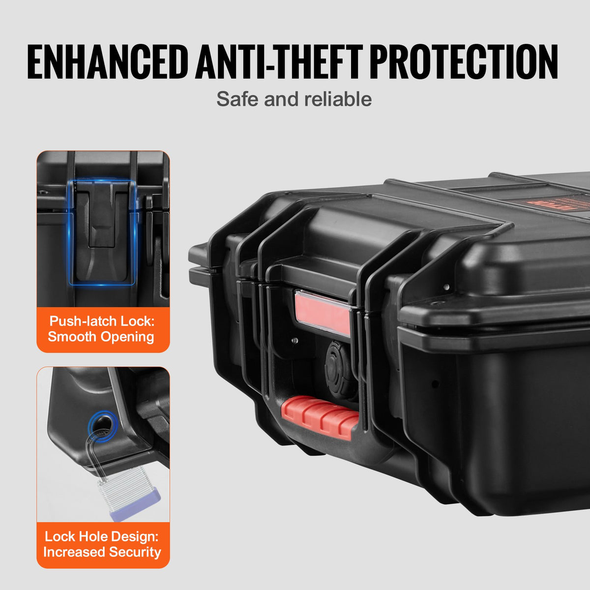 Weatherproof Hard Case, Heavy Duty Protective Dry Box Case with Pre-cut Foam, and Retractable Pull Handles for Travel, Hunting, Military, Tactical, IP67 Waterproof Case for Cameras (40x32x16.6)
