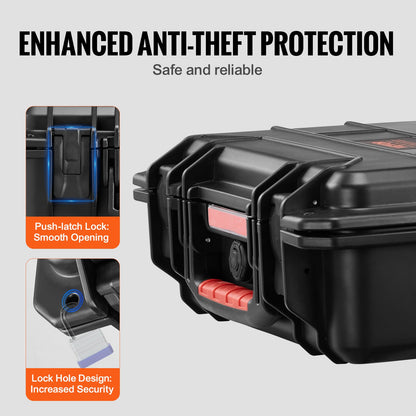 Weatherproof Hard Case, Heavy Duty Protective Dry Box Case with Pre-cut Foam, and Retractable Pull Handles for Travel, Hunting, Military, Tactical, IP67 Waterproof Case for Cameras (40x32x16.6)