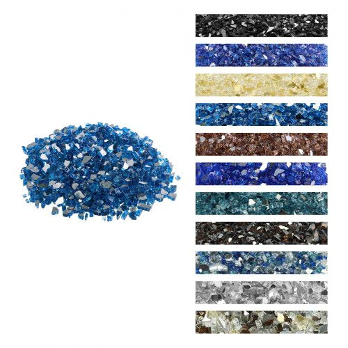 Eldglas, 4,5 kg högtemperaturbeständiga eldstadsstenar, 12,7 mm reflekterande och rökfria eldstadsglasstenar, högglanssten för eldstadsbord, Pacific Blue