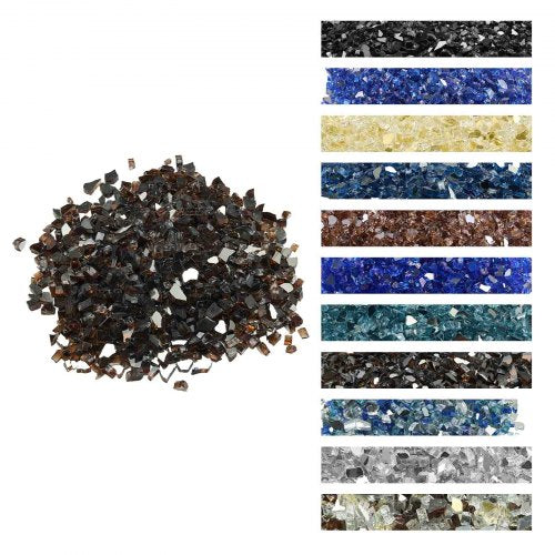 Fire Glass, 20 LBS / 9.0 KG High-Temperature Resistant Fireplace Rocks, 1/2-Inch / 12.7 mm Reflective & Smokeless Firepit Glass Rock, High Luster Stone Landscaping for Fire Pit Table, Copper