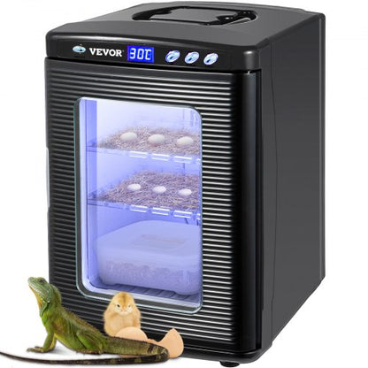 Svart reptilinkubator 25L vetenskaplig labinkubator digital inkubator kylning och uppvärmning 5-42°C reptilägginkubator 12V/110V fungerar för små reptiler