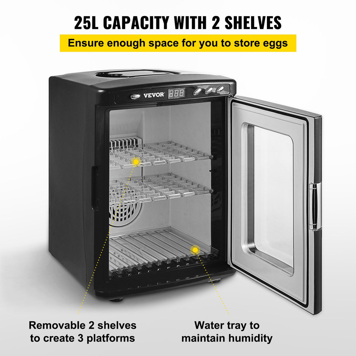 Svart reptilinkubator 25L vetenskaplig labinkubator digital inkubator kylning och uppvärmning 5-42°C reptilägginkubator 12V/110V fungerar för små reptiler