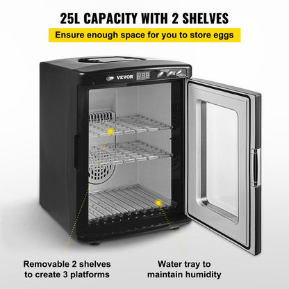 Svart reptilinkubator 25L vetenskaplig labinkubator digital inkubator kylning och uppvärmning 5-42°C reptilägginkubator 12V/110V fungerar för små reptiler