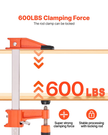 Träklämmor för träbearbetning, 2-pack 61 cm öppning, Låsbar F-klämma med 272 kg lastgräns, 63,5 mm djup, Gjutjärn och kolstål, Lättanvända, Träklämmor för träbearbetning och metallbearbetning
