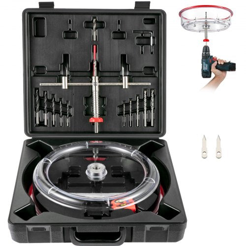 Adjustable Hole Saw Cutter Kit, 1-5/8" to 11-13 /16" (40-300 mm), Recessed Hole Saw with PC Dust Shield, Two Replaceable Pilot Drill Bits, for Recessed Lights, Ceiling Speakers, Vent Holes