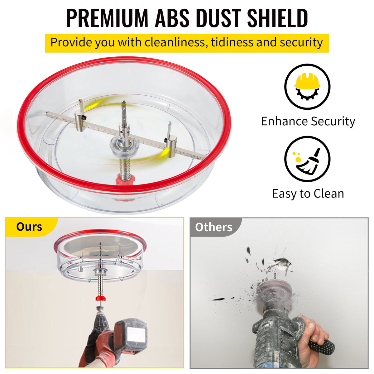 Adjustable Hole Saw Cutter Kit, 1-5/8" to 11-13 /16" (40-300 mm), Recessed Hole Saw with PC Dust Shield, Two Replaceable Pilot Drill Bits, for Recessed Lights, Ceiling Speakers, Vent Holes