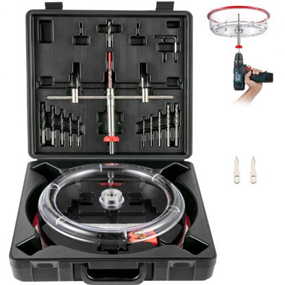 Adjustable Hole Saw Cutter Kit, 1-5/8" to 8" (40-200 mm), Twin Blade Recessed Hole Saw with PC Dust Shield, Two Replaceable Pilot Drill Bits, for Recessed Lights, Ceiling Speakers, Vent Holes