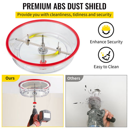 Adjustable Hole Saw Cutter Kit, 1-5/8" to 8" (40-200 mm), Twin Blade Recessed Hole Saw with PC Dust Shield, Two Replaceable Pilot Drill Bits, for Recessed Lights, Ceiling Speakers, Vent Holes