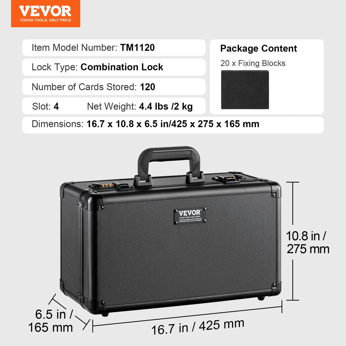 Graded Card Storage Box, 4 Slots, Graded Sports Cards Holder Carrying Case with Coded Lock Foam Dividers, for 120 PSA Graded Cards 84 BGS Cards 96 SGC Cards 428 Top Loaders or 999+ Loose Cards