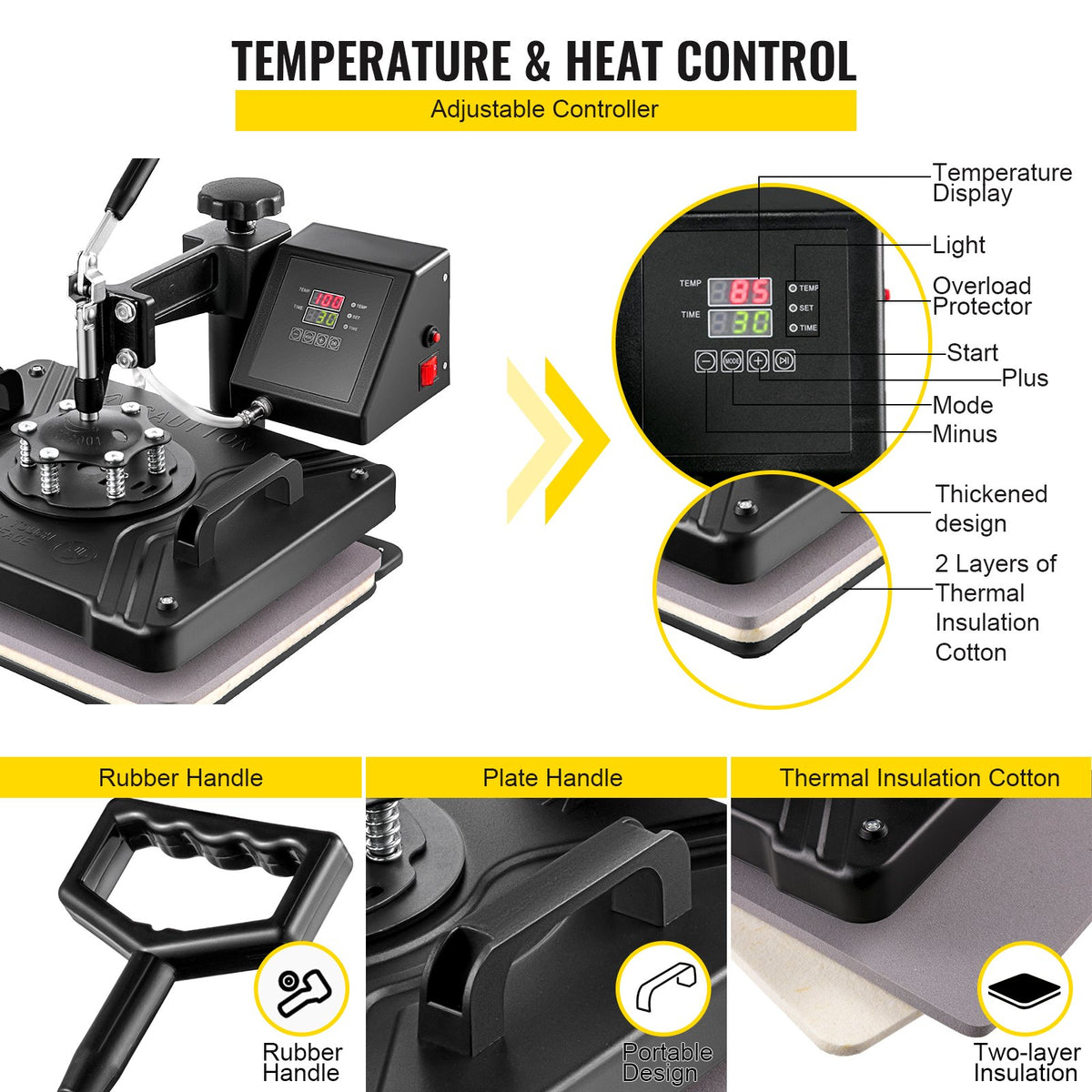 VEV Heat Press 5 in 1 Heat Press Machine 38x30cm T-shirt Press Mug Printing Machine Multifuctional Heat Transfer Machine for T-shirt Mug Hat Plate Transfer Printer