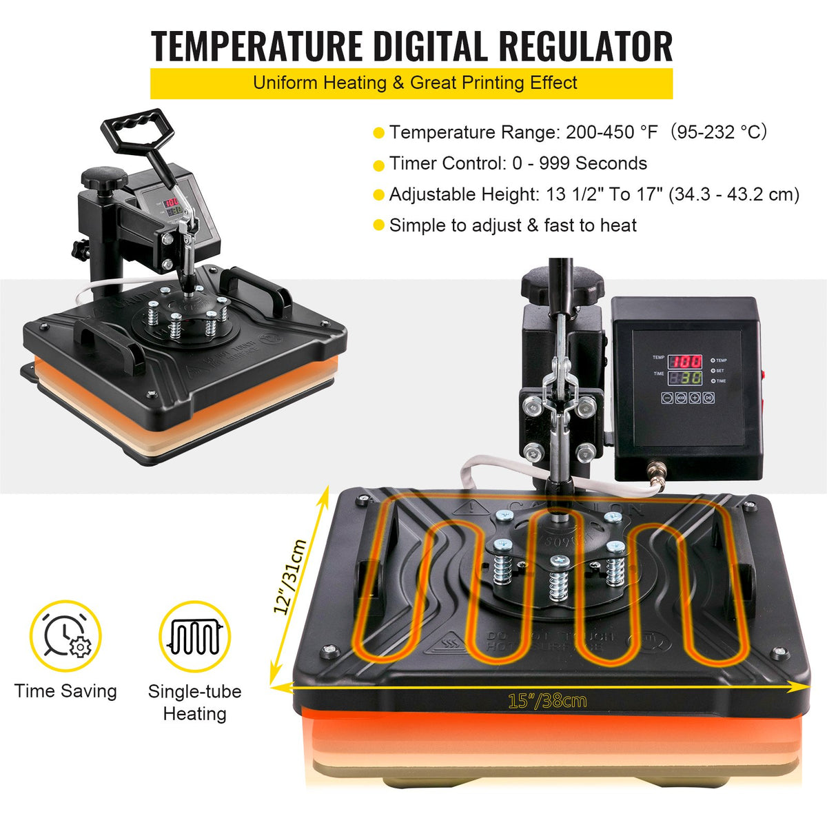 VEV Heat Press 5 in 1 Heat Press Machine 38x30cm T-shirt Press Mug Printing Machine Multifuctional Heat Transfer Machine for T-shirt Mug Hat Plate Transfer Printer