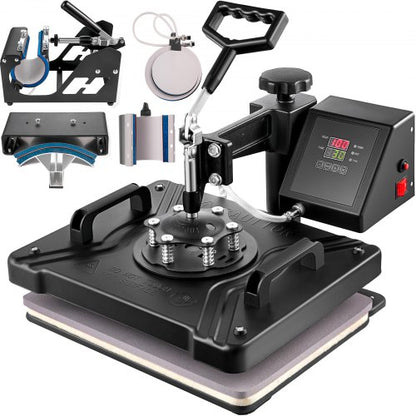 Heat Press 6 in 1 Heat Press Machine 38x30cm T-shirt Press Mug Printing Machine Multifuctional Heat Transfer Machine for T-shirt Mug Hat Plate Sublimation Printing