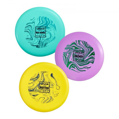 Discgolfset, 3-pack discgolfstartset, nybörjare med flygande discs för helkroppsstyrketräning, med putter, mellanregister, driver, PDGA-godkänd, för utomhusbruk, bakgård, gräsmatta, strand och park
