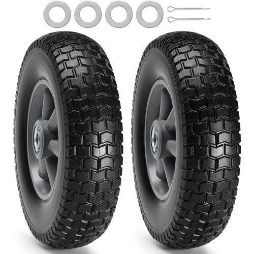 Massiva PU-hjul med punkteringsskydd, 25,4 cm, 2-pack, 81,6 kg dynamisk belastning, 99,8 kg statisk belastning, punkteringsfria slanglösa däck och hjul för säckkärror, redskapsvagnar, vagnar, trädgårdsvagnar, diverse vagnar