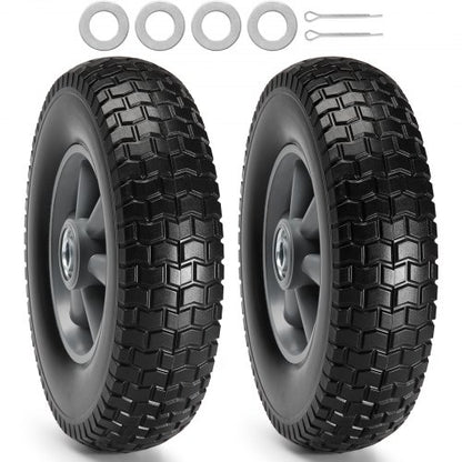 Massiva PU-hjul med punkteringsskydd, 25,4 cm, 2-pack, 81,6 kg dynamisk belastning, 99,8 kg statisk belastning, punkteringsfria slanglösa däck och hjul för säckkärror, redskapsvagnar, vagnar, trädgårdsvagnar, diverse vagnar