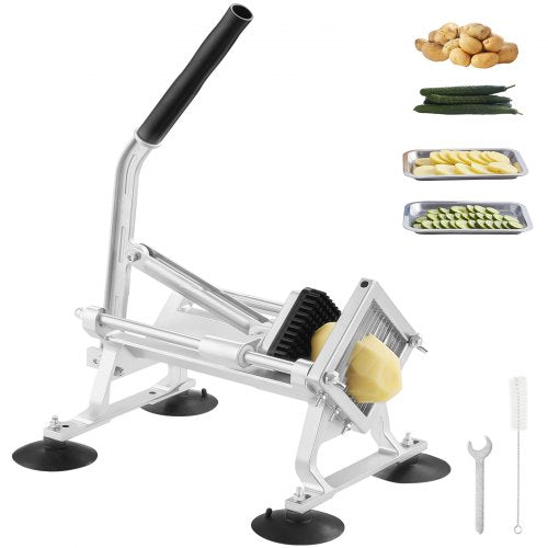 Kommersiell grönsaksskärare, 1/4 tums fruktskärare, grönsaksskärare i rostfritt stål och aluminiumlegering, manuell skivare med halkfria fötter, för rädisor, lök, potatis, citroner
