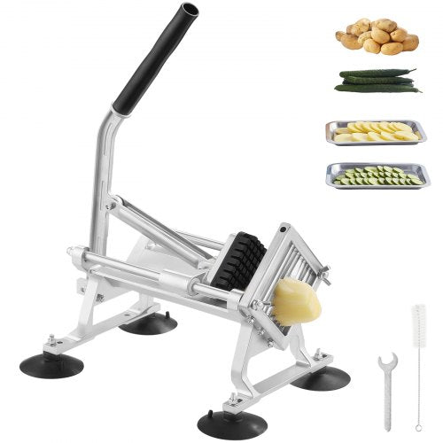 Kommersiell grönsaksskärare, 3/8 tums fruktskärare, grönsaksskärare i rostfritt stål och aluminiumlegering, manuell skivare med halkfria fötter, för rädisor, lök, potatis, citroner