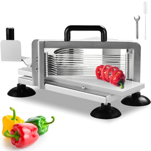 Kommersiell tomatskärare, 1/4 tums tomatskärare, kraftig tomatskärare i rostfritt stål, manuell tomatskärare med halkfria fötter, för att skära tomater, gurkor, bananer