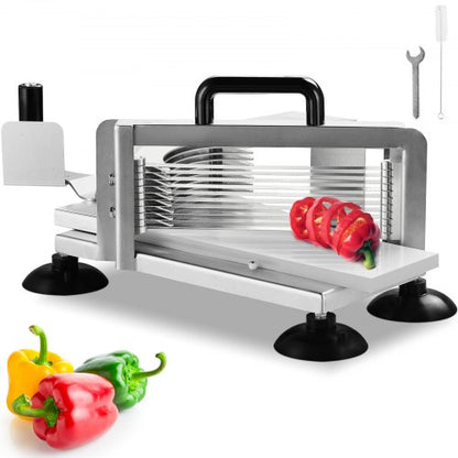 Kommersiell tomatskärare, 1/4 tums tomatskärare, kraftig tomatskärare i rostfritt stål, manuell tomatskärare med halkfria fötter, för att skära tomater, gurkor, bananer