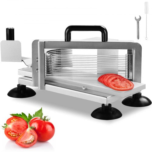 Kommersiell tomatskärare, 3/16 tums tomatskärare, kraftig tomatskärare i rostfritt stål, manuell tomatskärare med halkfria fötter, för att skära tomater, gurkor, bananer