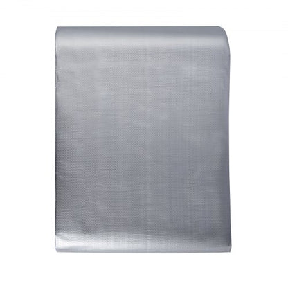 Vattentät presenning 609,6 x 914,4 cm, plastpolypresenning 0,25 mm, mångsidig, rivstark, UV- och temperaturbeständig utomhuspresenning med förstärkta öljetter och hög hållbarhet (silver/brun)