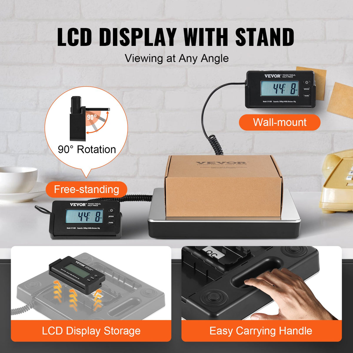 Shipping Scale Digital Postal Scale 199.6 kg x 48 g, AC/DC Package LCD