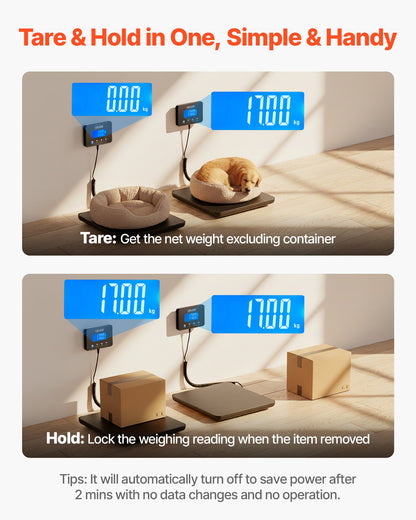 Digital Postal Scale, 10 g/100 g Dual Accuracy, 200 kg Commercial Weight Scale with Hold/Tare Function & LCD Display, Fit for Packages, Postage, Luggage, Battery & Charging Cable Included