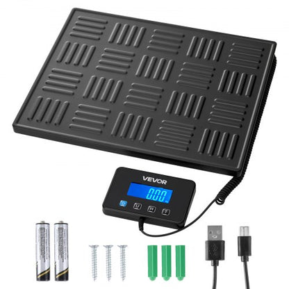 Digital Postal Scale, 20 g/100 g Dual Accuracy, 300 kg Commercial Weight Scale with Hold/Tare Function & LCD Display, Fit for Packages, Postage, Luggage, Battery & Charging Cable Included