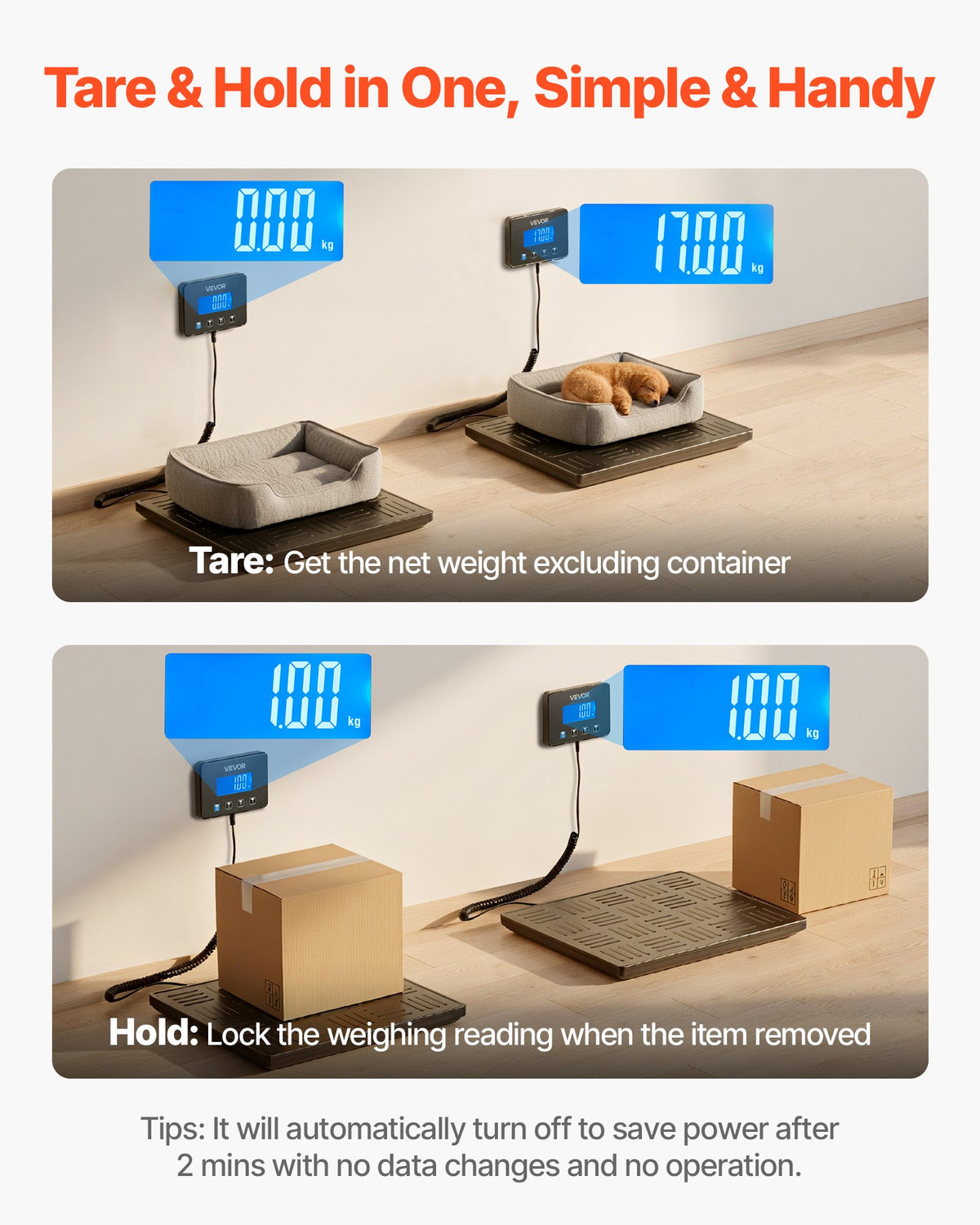 Digital Postal Scale, 20 g/100 g Dual Accuracy, 300 kg Commercial Weight Scale with Hold/Tare Function & LCD Display, Fit for Packages, Postage, Luggage, Battery & Charging Cable Included