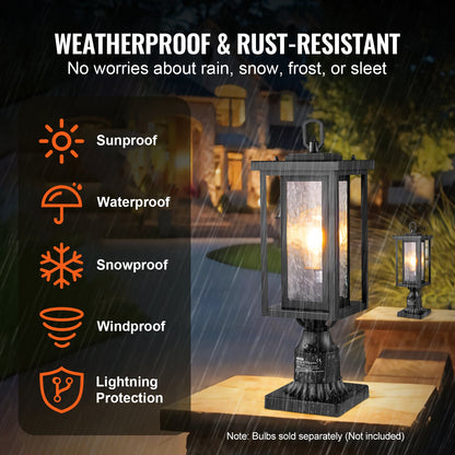 2-pack Dusk to Dawn utomhuslampa, 450 mm, vattentäta lyktstolparmaturer med 3,5 tums pelarmatur i glas med fot, blixtsäker utomhuslampa för uteplats, trädgård, gångväg