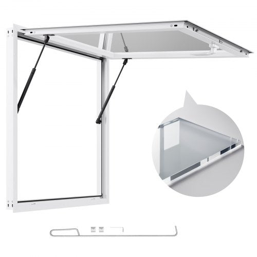 Koncessionsfönster 92x92 cm, servicefönster med aluminiumram för food truck, upp till 85 graders ställfönster med markisdörr och dragkrok, regnvattentåligt för koncessionsvagnar