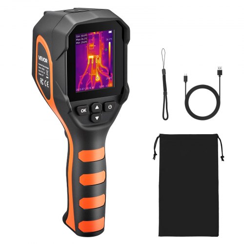 Värmekamera, 320 x 240 TISR superupplösning, värmekamera med 2 MP visuell kamera, 160 x 120 IR-upplösning, 25 HZ uppdateringsfrekvens, -4°F till 1022°F, 4 bildlägen och 6 färgpaletter