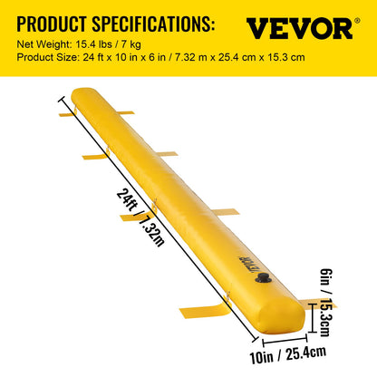 Flood Barrier, 732 × 25.4 × 15.3 cm, Reusable PVC Water Diversion Tubes, Lightweight Hydro Barrier with Excellent Waterproof Effect Used for Doorways, Garages, Yellow