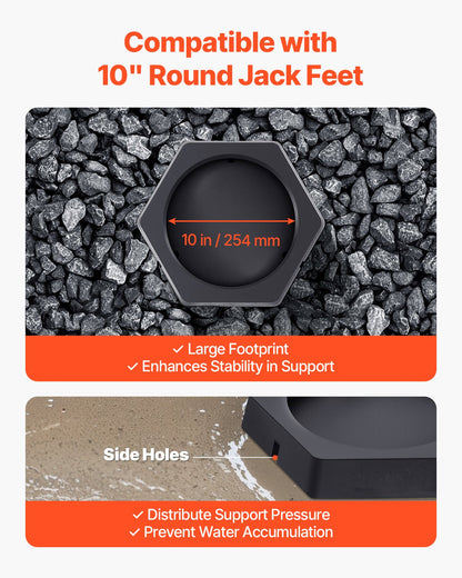 RV Leveling Pads, 4-Pack Rubber Trailer Jack Pads, Each with 5000 lbs Capacity, Jack Stabilizer Padding with Large Surface Area, Ideal for 10" Round Feet, 5th Wheels Class A/C Motorhomes Camper