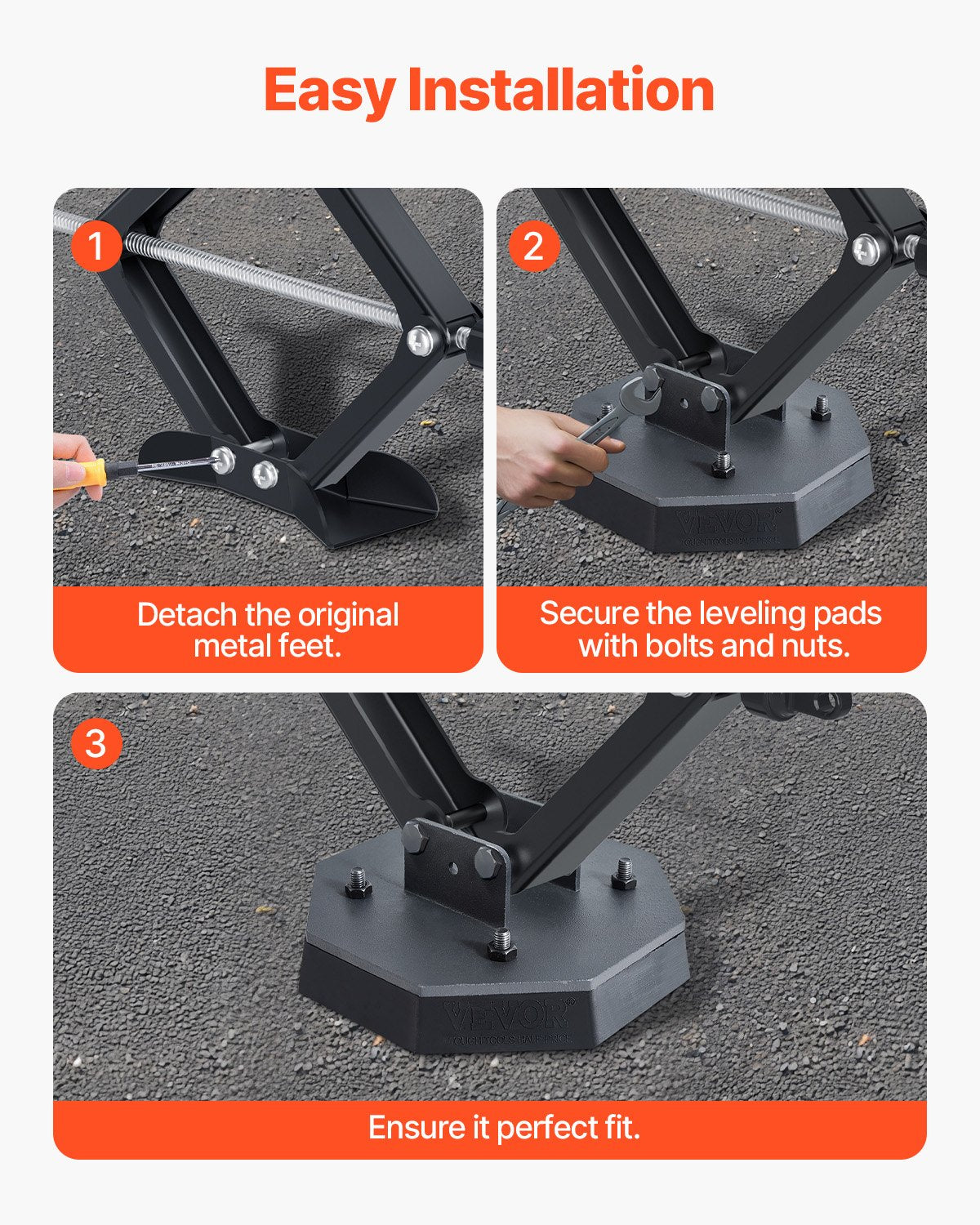 Nivelleringsplattor för husbilar, 4-pack gummikuddar för domkrafter, vardera med en kapacitet på 5000 lbs, standard domkraftsstabiliseringsplatta med stor yta, perfekt för saxdomkraftsfötter, femte hjul, klass A/C husbilar