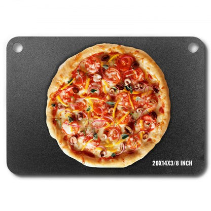 Pizzastål, 20" x 14" x 3/8" pizzastålplatta för ugn, förkryddat pizzasten i kolstål med 20 gånger högre ledningsförmåga, kraftig rostfri pizzapanna för utomhusgrill, inomhusugn