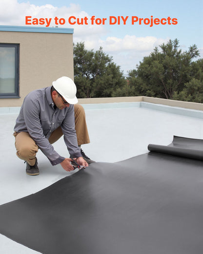 Roll Roofing, 10 x 15 ft, 45 mil EPDM Rubber Roofing, Long Lifespan & Weather-resistant, Withstands Harsh Temperatures, Flexible & Easy Installation, Roof Underlayment for RVs, Roofs, Ponds