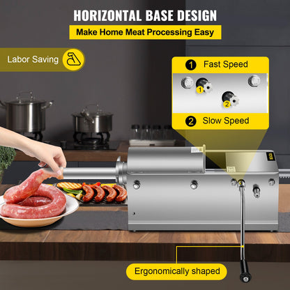 Horisontell korvfyllare Manuell korvfyllningsmaskin 3L rostfritt stål