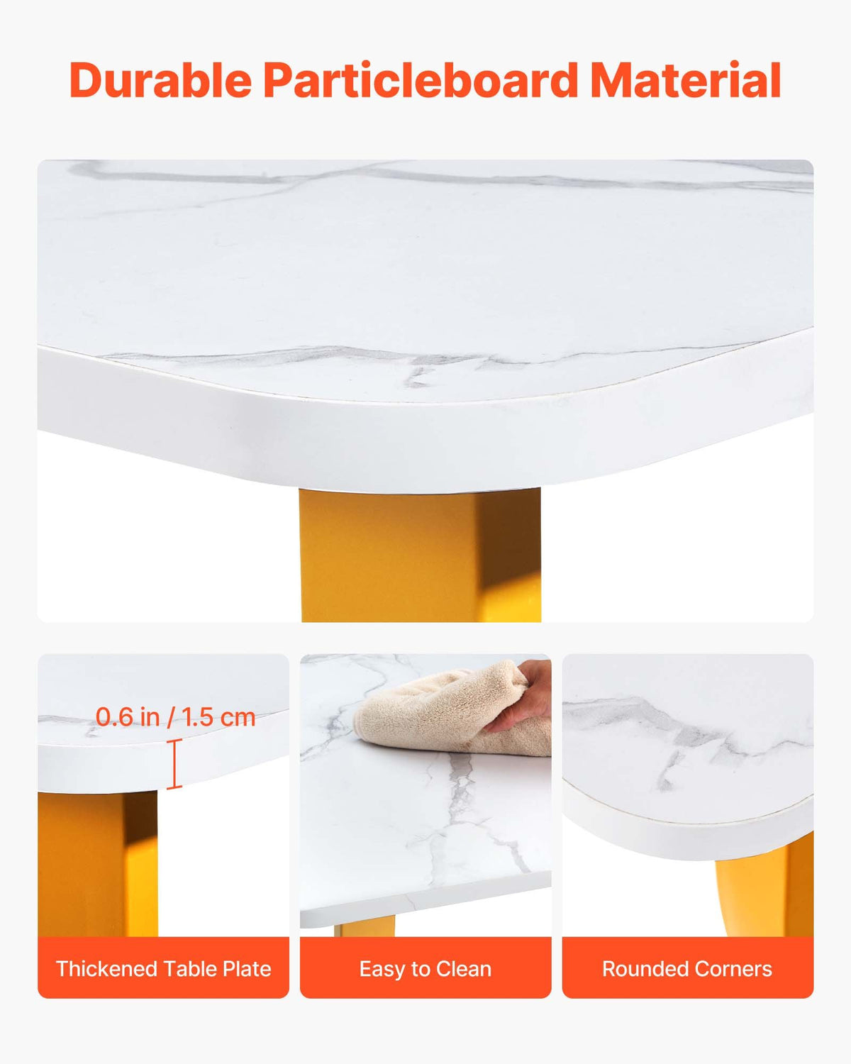 Skrivbord, 160 cm B x 80 cm D Stort kontorsskrivbord, Modernt datorbord Konferensbord Mötesrumsbord, Förstorat skrivbord för hemmakontor, Vitt och guld